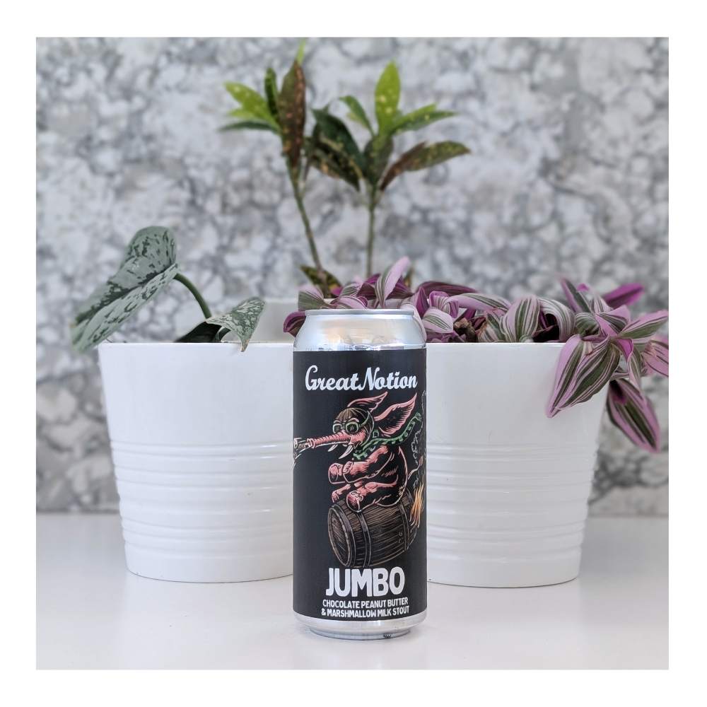 Brewing Jumbo Chocolate Peanut Butter Marshmallow Milk Stout by Great Notion Brewing, beer label