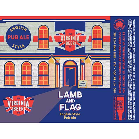 The Virginia Beer Lamb and Flag English Pub Ale by The Virginia Beer Company, beer label