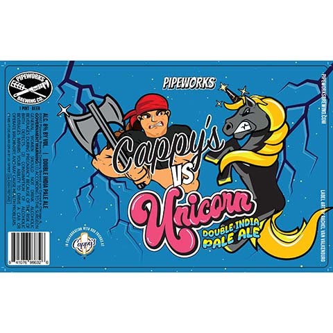 Pipeworks Cappy's vs Unicorn DIPA by Pipeworks Brewing Co, beer label