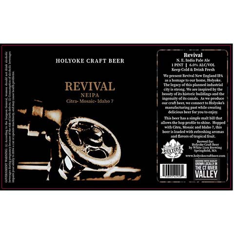 Holyoke Revival NEIPA by Holyoke Craft Beer, beer label