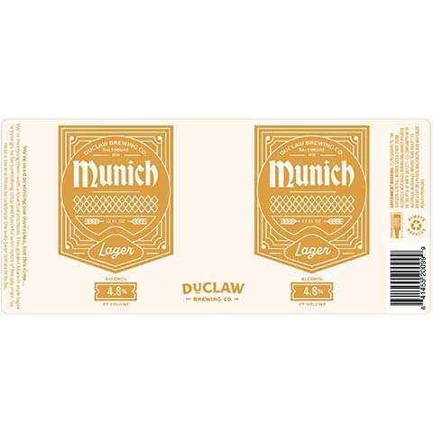 Duclaw Munich Lager by DuClaw Brewing Company, beer label