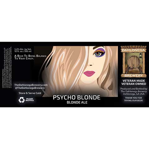 Dahlonega Psycho Blonde Ale by The Dahlonega Brewery, beer label