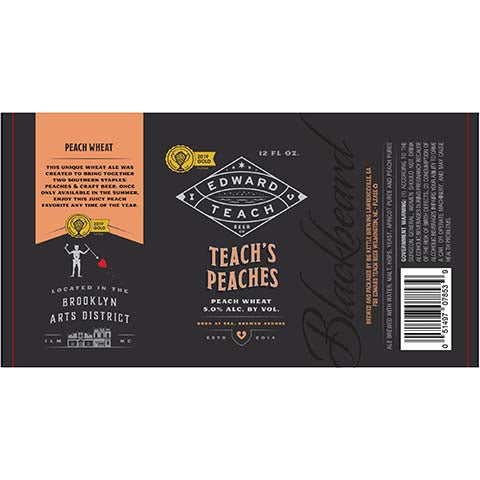 Edward Teach Teach's Peaches Peach Wheat Ale by Big Kettle Brewing, beer label