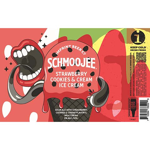 Imprint Schmoojee Strawberry Cookies & Cream Ice Cream by Imprint Beer Company, beer label