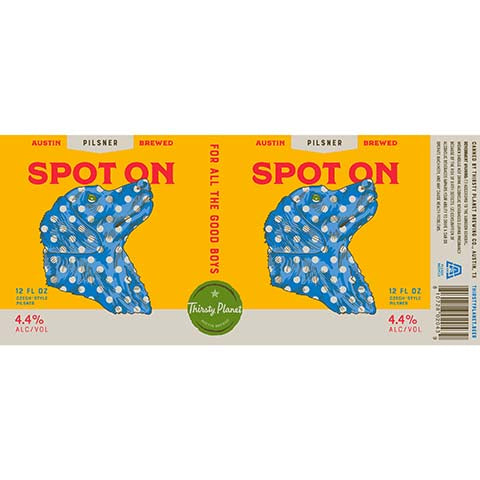 Thirsty Planet Spot On Pilsner by Thirsty Planet Brewing Co, beer label