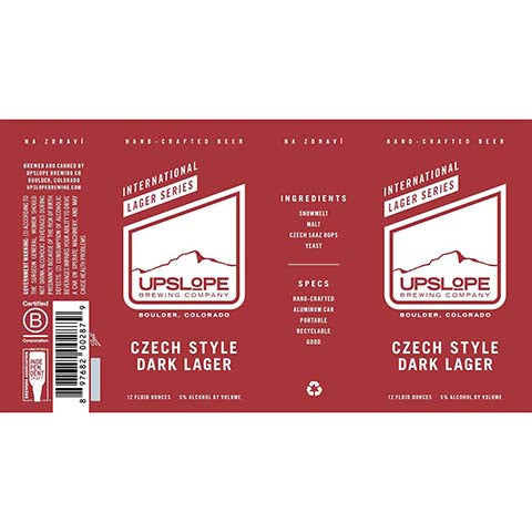 Upslope Czech Style Dark Lager by Upslope Brewing Co., beer label