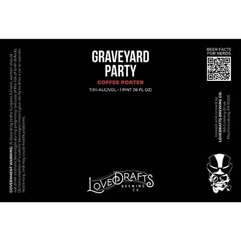 Lovedrafts Graveyard Party Coffee Porter by Lovedrafts Brewing Co., beer label