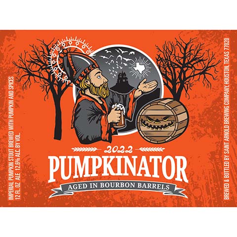 Saint Arnold Pumpkinator Imperial Pumpkin Stout by Saint Arnold Brewing Co, beer label