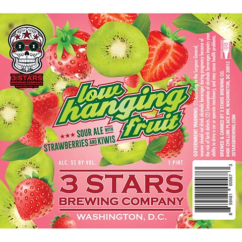 3 Stars Low Hanging Fruit Sour Ale by 3 Stars Brewing Company, beer label