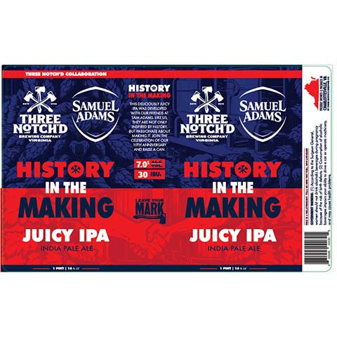 Three Notch'd History In The Making Juicy IPA by Three Notch'd Brewing Company, beer label