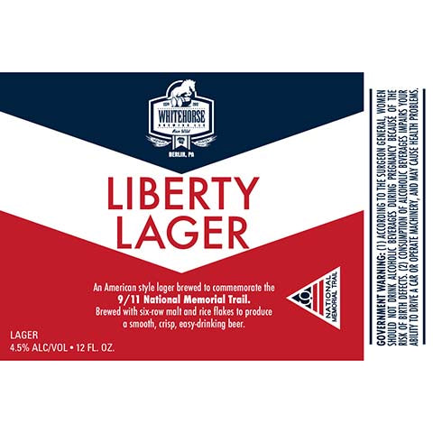 Whitehorse Liberty Lager by Whitehorse, beer label