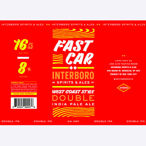 Interboro Fast Car West Coast Style DIPA by Interboro Spirits And Ales, beer label