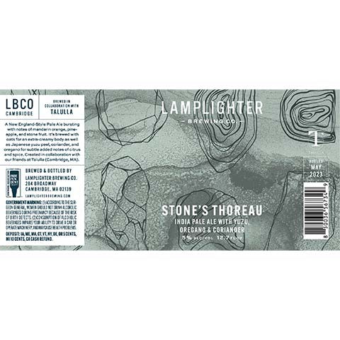 Lamplighter Stone's Thoreau IPA by Lamplighter Brewing Co., beer label