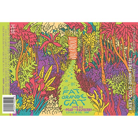 Fat Orange Cat Walkabout Sour (Pear and Raspberry) by Fat Orange Cat Brew Co, beer label