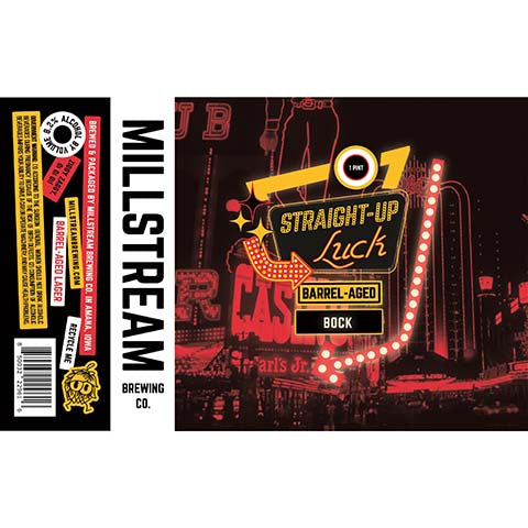 Millstream Straight-Up Luck Barrel-Aged Bock Lager by Millstream Brewing Co, beer label