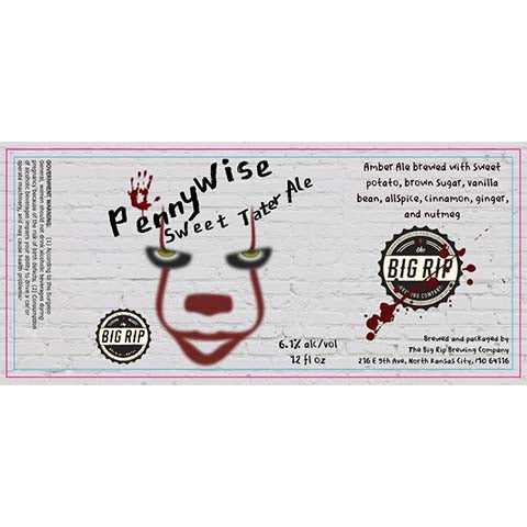 The Big Rip Pennywise Sweet Tater Ale by The Big Rip Brewing Company, beer label