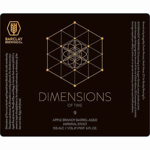 Barclay Dimensions of Time - 9 (Apple Brandy) Imperial Stout by Barclay Brewing Co., beer label