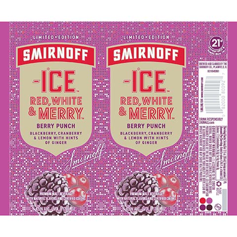 Smirnoff Ice Red, White & Merry Berry Punch by Smirnoff, beer label
