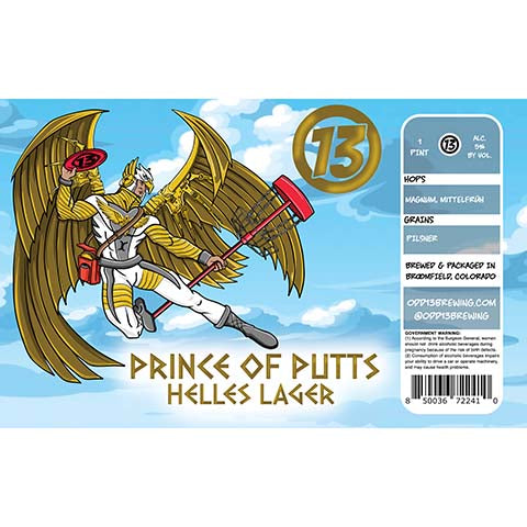 Odd13 Prince Of Putts Helles Lager by Odd13 Brewing, beer label