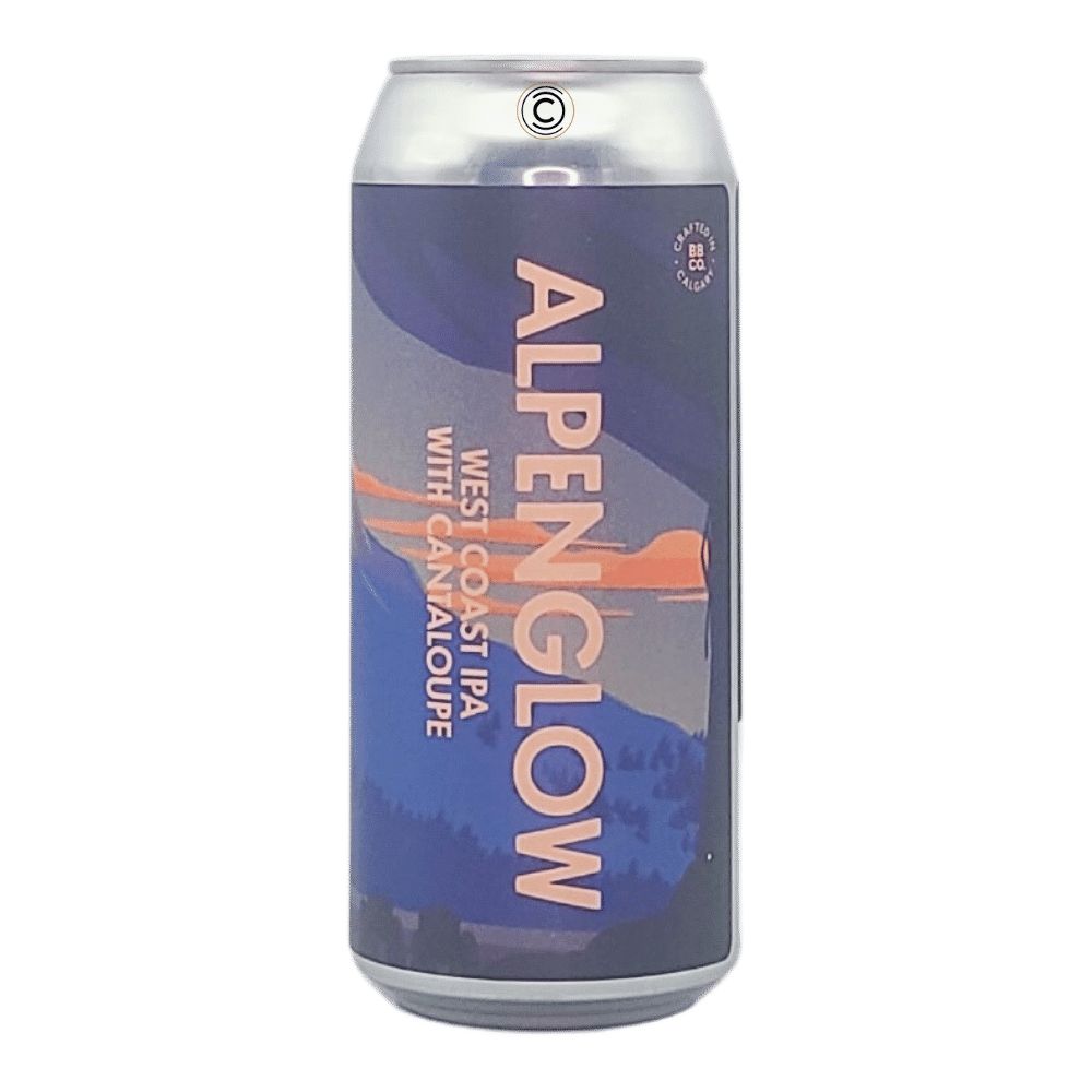Company Alpenglow West Coast IPA with Cantaloupe by Born Brewing Co., beer label