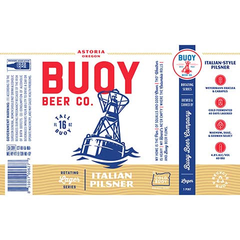 Buoy Italian Pilsner by Buoy Beer Company, beer label