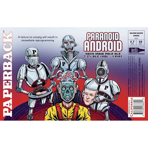 Paperback Paranoid Android Hazy IPA by Paperback Brewing Co., beer label