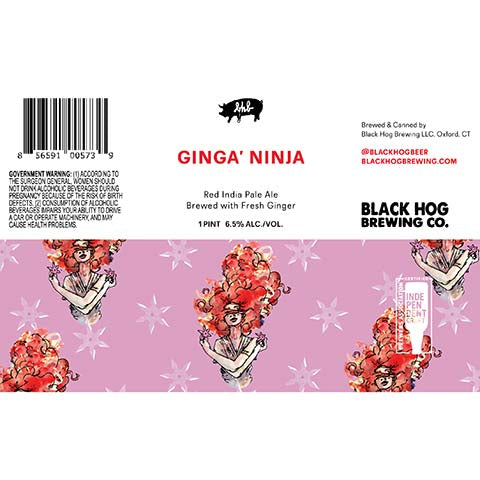 Black Hog Ginga' Ninja Red IPA by Black Hog Brewing Co, beer label