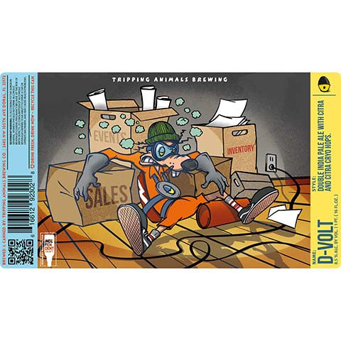 Tripping Animals D-Volt DIPA by Tripping Animals Brewing Co., beer label