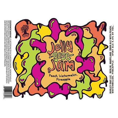 Burley Oak Jelly Gose Jams Peach Watermelon Pineapple Sour Ale by Burley Oak Craft Brewery, beer label