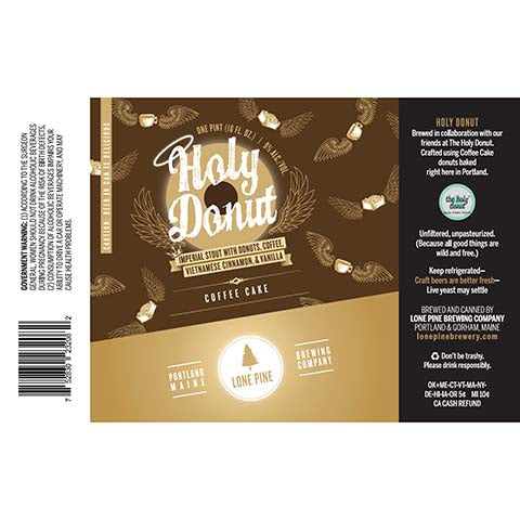 Lone Pine Holy Donut Coffee Cake Imperial Stout by Lone Pine Brewing Company, beer label