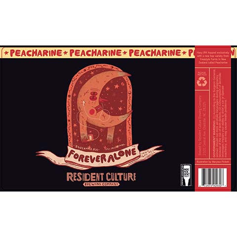 Resident Culture Forever Alone Peacharine IPA by Resident Culture Brewing Company, beer label