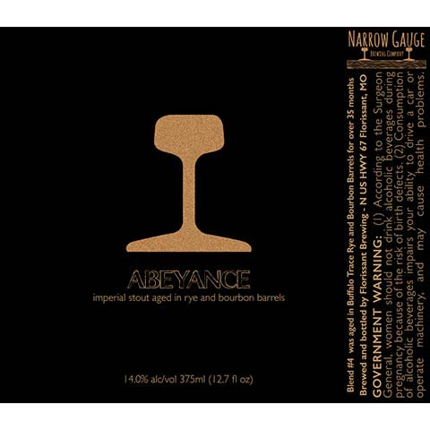 Narrow Gauge Abeyance Rye and Bourbon Barrel Aged Imperial Stout by Florissant Brewing, beer label