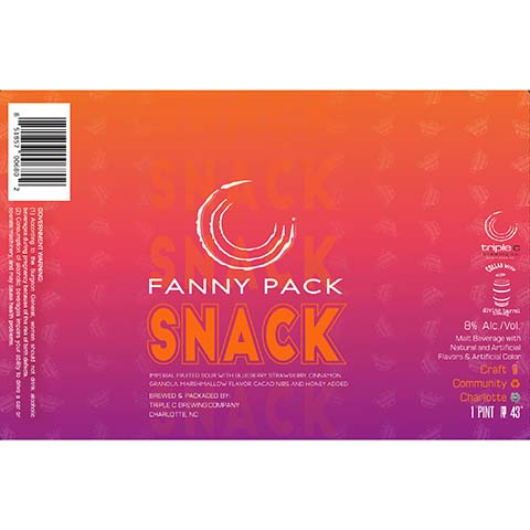 Triple C Fanny Pack Snack Imperial Fruited Sour by Triple C Brewing, beer label