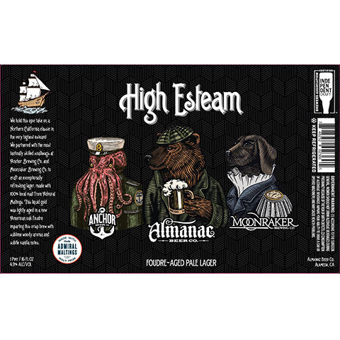 Almanac High Esteam Pale Lager by Almanac Beer Company, beer label