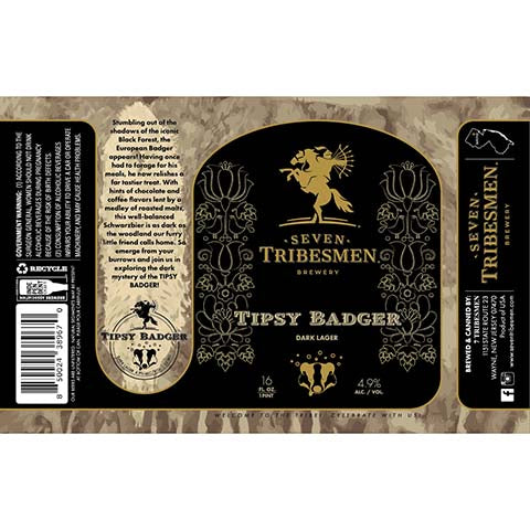 Seven Tribesmen Tipsy Badger Dark Lager by 7 Tribesmen, beer label