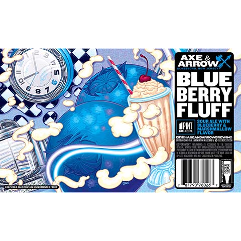 Axe & Arrow Blueberry Fluff Sour by Axe & Arrow Brewing, beer label