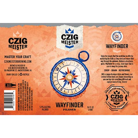 Czig Meister Wayfinder Pilsner by Czig Meister Brewing Co., beer label