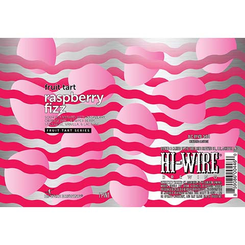 Hi-Wire Brewing Fruit Tart Raspberry Fizz Sour Ale by The Bruery, beer label