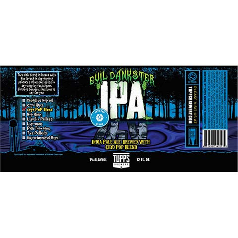 Tupps Evil Dankster IPA by Tupps Brewery, beer label
