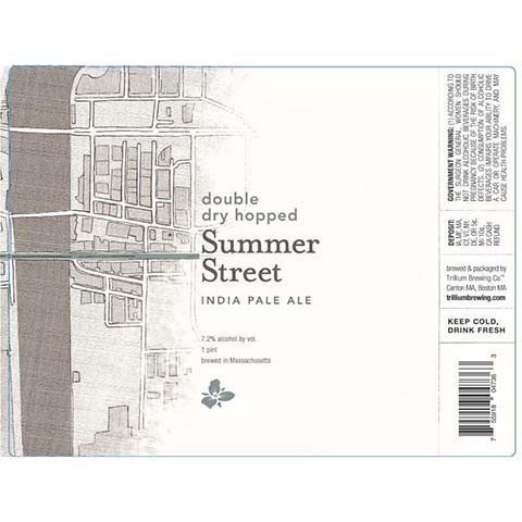 Trillium DDH Summer Street IPA by Trillium Brewing, beer label