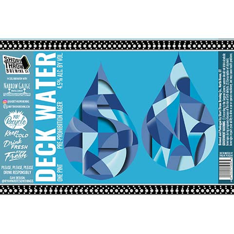 Short Throw Deck Water Lager by Short Throw Brewing Co., beer label