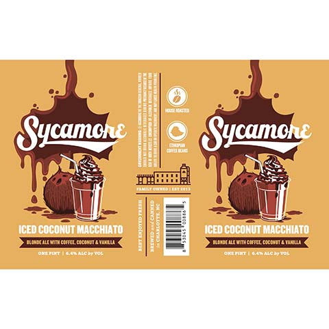 Sycamore Iced Coconut Macchiato Blonde Ale by Sycamore Brewing, beer label