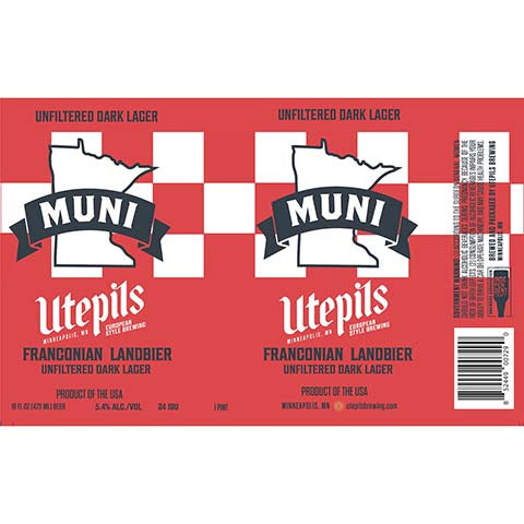 Utepils Muni Franconian Landbier Dark Lager by Utepils Brewing Co, beer label
