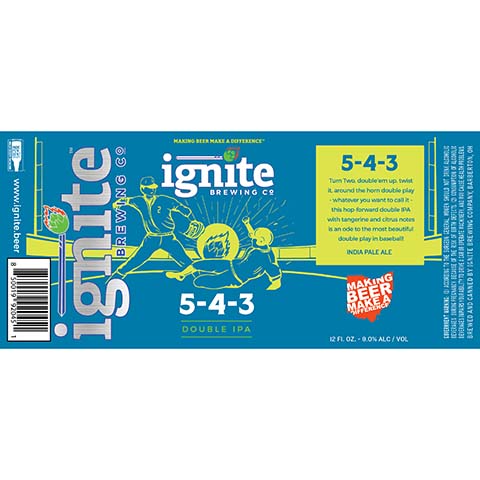Ignite 5-4-3 DIPA by Ignite Brewing Company, Ltd., beer label