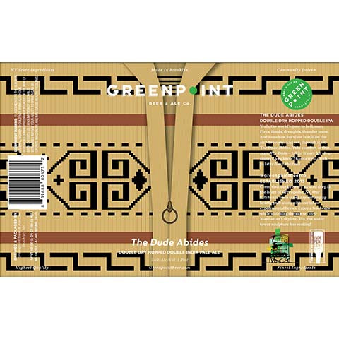 Green Point The Dude Abides Double Dry Hopped DIPA by Green Point Beer Co., beer label