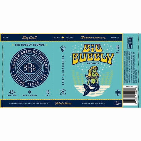 Barrow Big Bubbly Blonde by Barrow Brewing Company, beer label