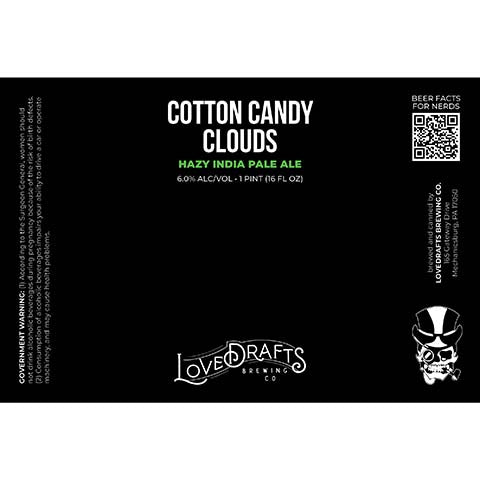 Lovedrafts Cotton Candy Clouds Hazy IPA by Lovedrafts Brewing Co., beer label