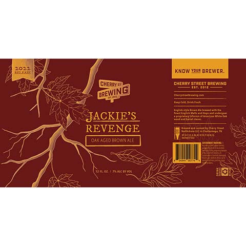 Cherry St Jackie's Revenge Brown Ale by Cherry Street Brewing, beer label