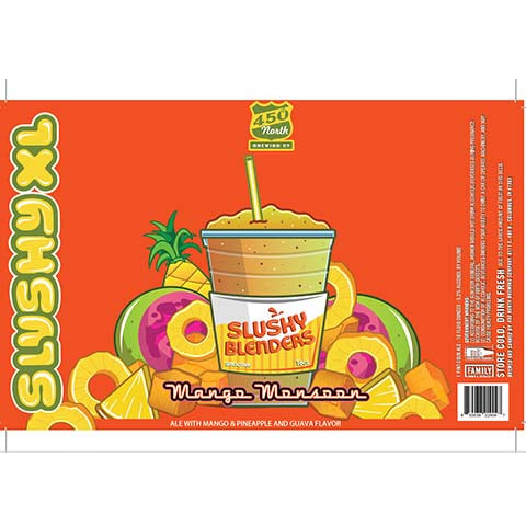 450 North Slushy XL Slushy Blenders Mango Monsoon Sour by 450 North Brewing Company, beer label