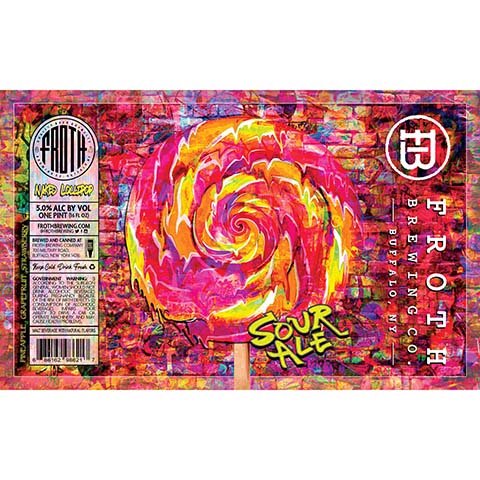 Froth Naked Lollipop Sour Ale (Pineapple, Grapefruit, Strawberry) by Froth Craft Brewery, beer label